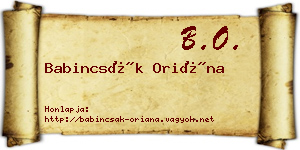 Babincsák Oriána névjegykártya